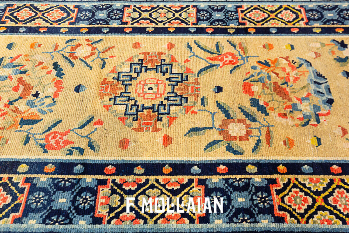 Beige Field Tibetan Antique Floral Rug n°:85607588